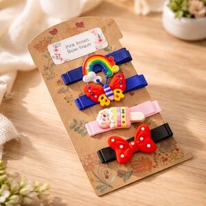 Nwt Handmade hair clips girls x4
